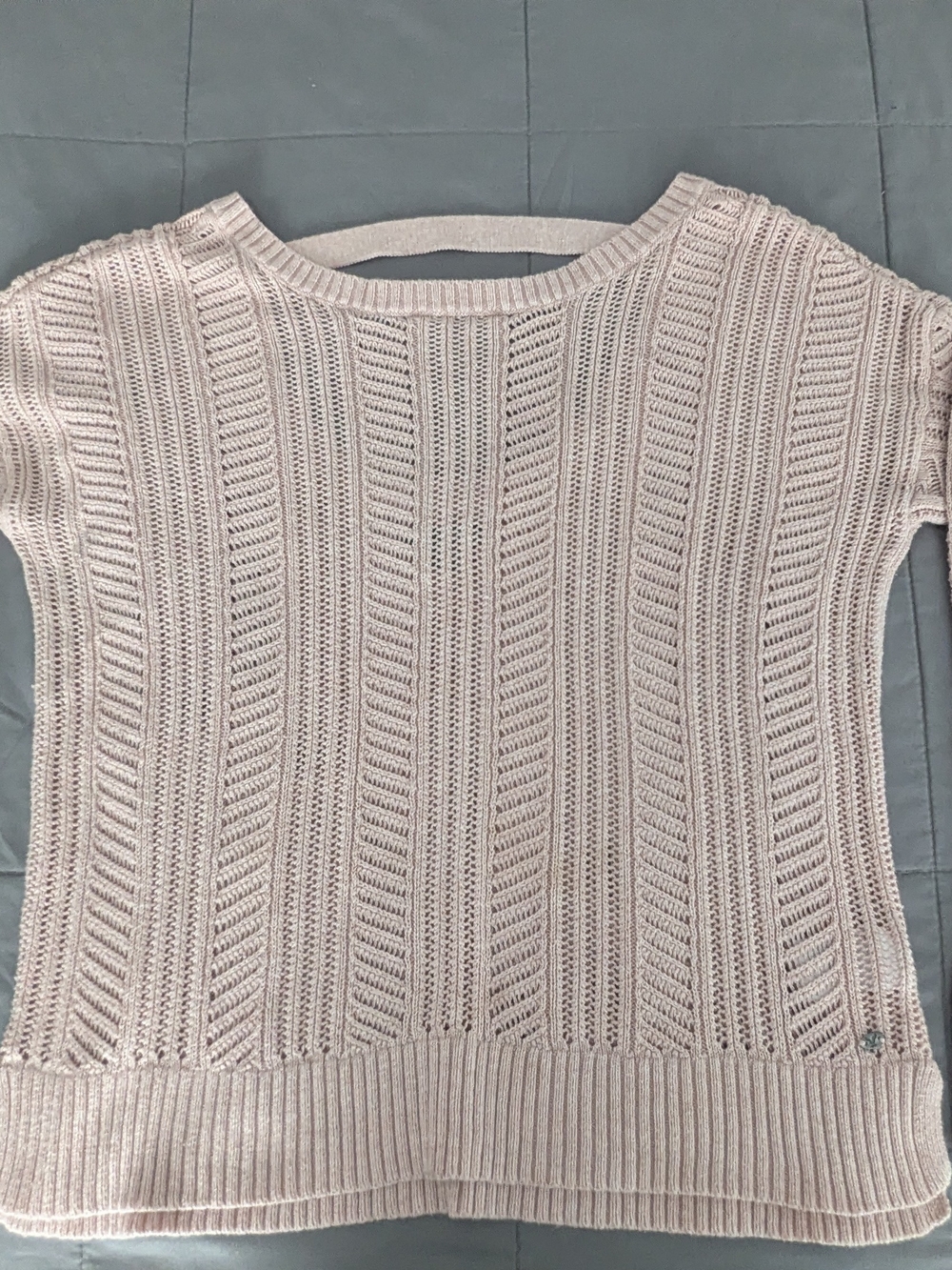 American Eagle Outfitters Open-Weave Crewneck Sweater - Pale Pink